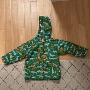 Hatley Green Hooded Rain Jacket with Colorful Lizard Print